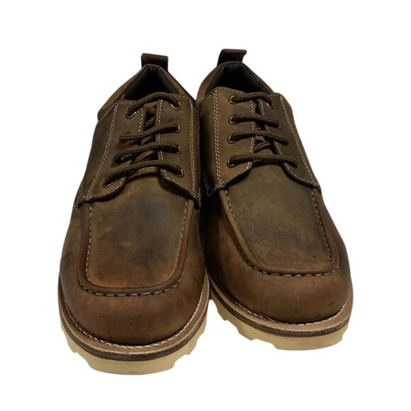 Old West Moc Toe Oxford Shoes Men 9 EE Brown Leather Lace Up Casual Comfort NWD